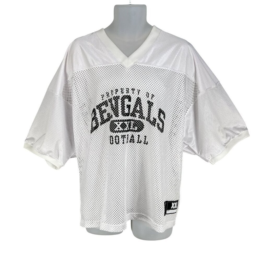 Vintage Reebok NFL Gridiron Bengals Football Training Jersey Mens XXL White Mesh